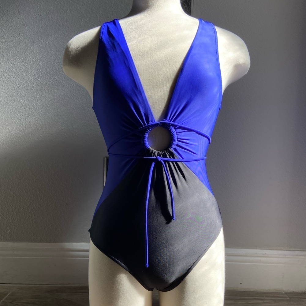 Venus with ring detail two tone color swimsuit